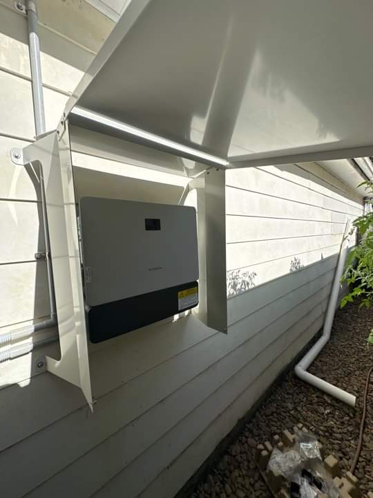 Large Solar Inverter Cover Installed Open - Surf Mist (Universal) - Sunny Covers